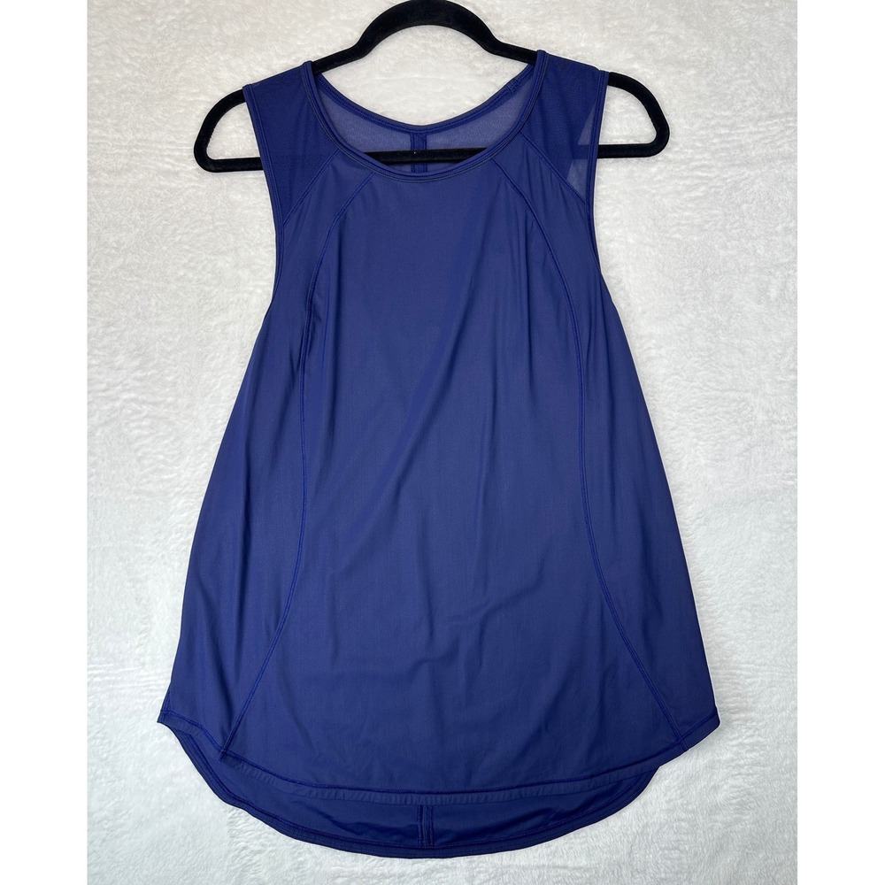 Lululemon Sculpt Tank Top Womens 8 Navy Blue Mesh Keyhole Back Activewear